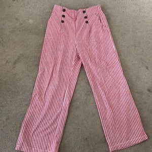 Red and white high waisted stretch pants